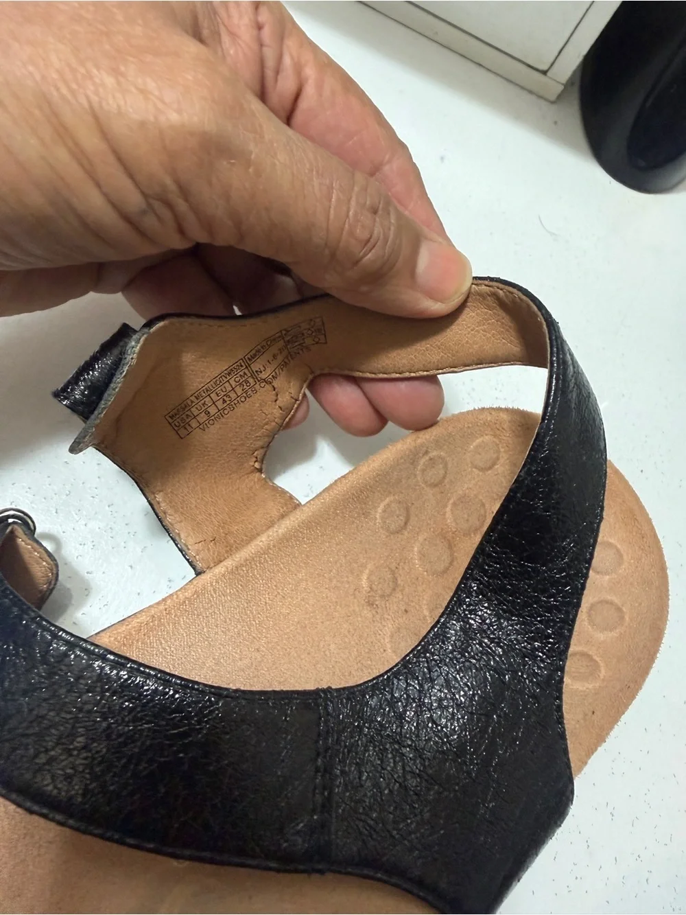 VIONIC Black Women's Comfort Sandals with Adjustable Ankle Strap